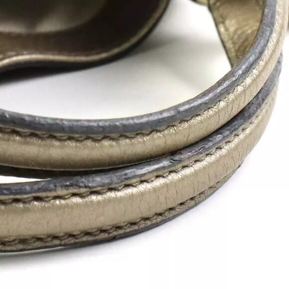 Auth GUCCI Soho Handbag Shoulder Bag Metallic Greige Leather/Goldtone - Picture 11 of 15